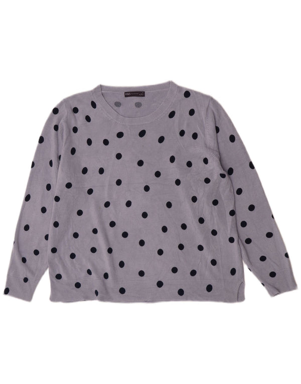 Maglione maglione con scollo a barca da donna Marks & Spencer UK 22 3XL Blu a pois