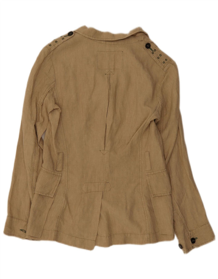 Giacca blazer a 4 bottoni da donna Woolrich UK 12 Lino beige medio