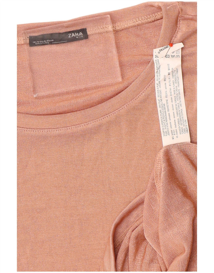 T-shirt Zara da donna Top UK 12 poliestere rosa medio