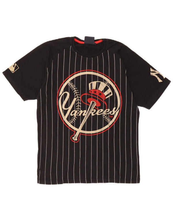 T-shirt grafica da uomo Majestic Yankees Top in cotone a righe nere medie