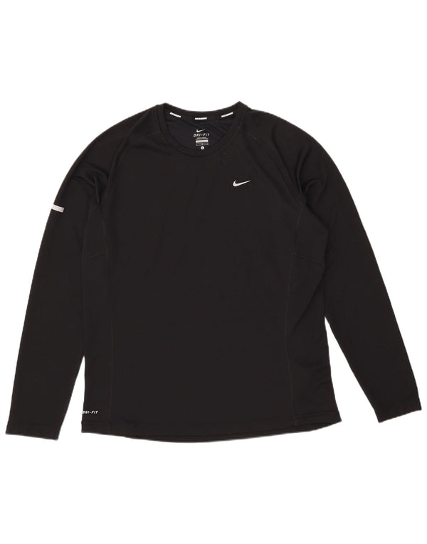 Top Nike Dri Fit da uomo a maniche lunghe, grande, in poliestere nero