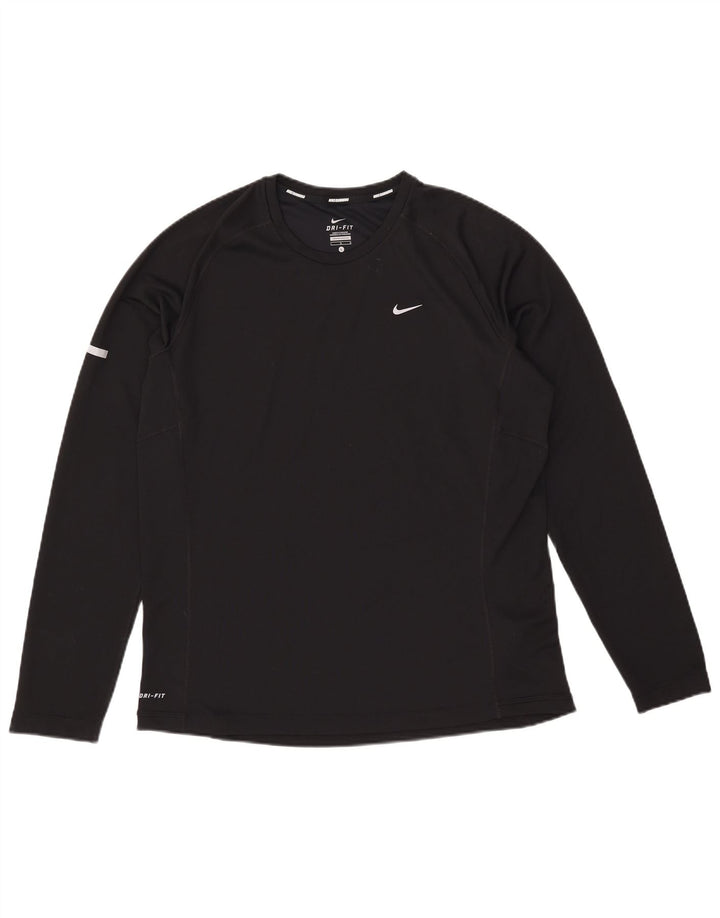 Top Nike Dri Fit da uomo a maniche lunghe, grande, in poliestere nero
