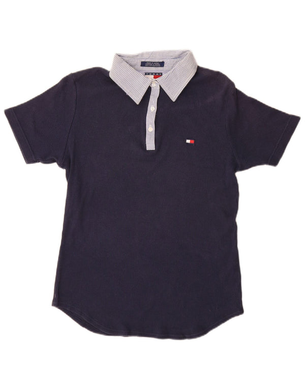 Polo da rugby da donna Tommy Hilfiger UK 14 Large in cotone a righe blu navy
