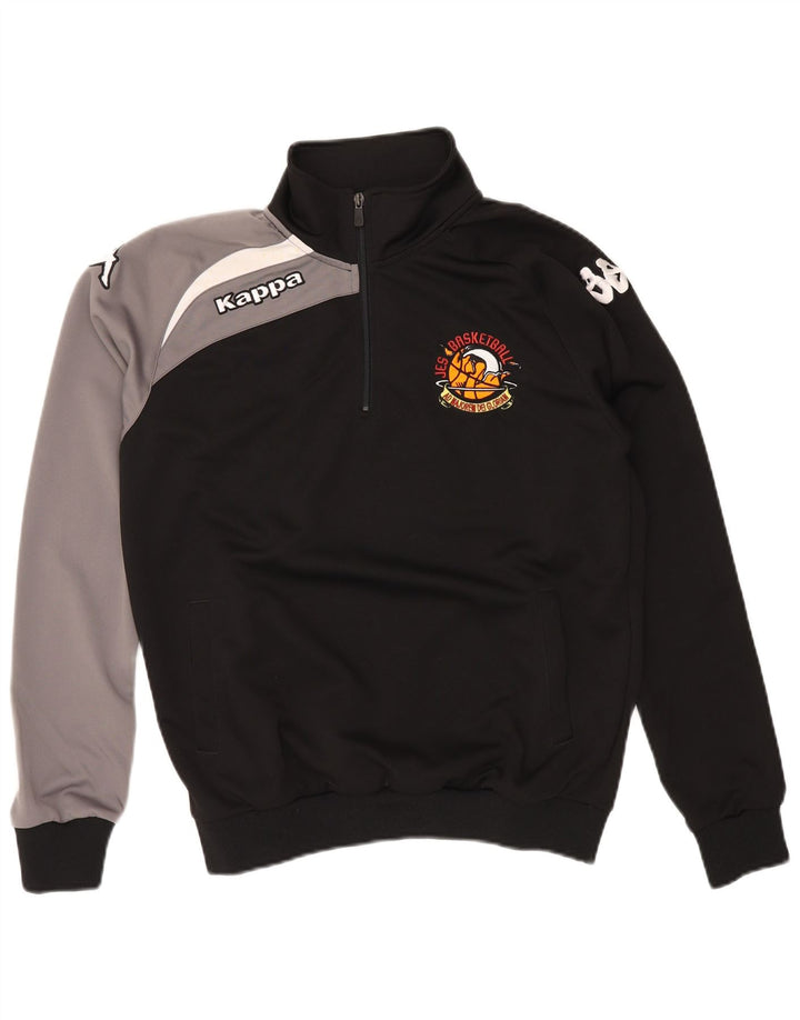Felpa KAPPA da uomo con collo grafico con zip, maglione piccolo nero a blocchi di colore