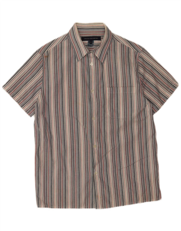 Camicia a maniche corte da uomo French Connection piccola in cotone a righe grigie