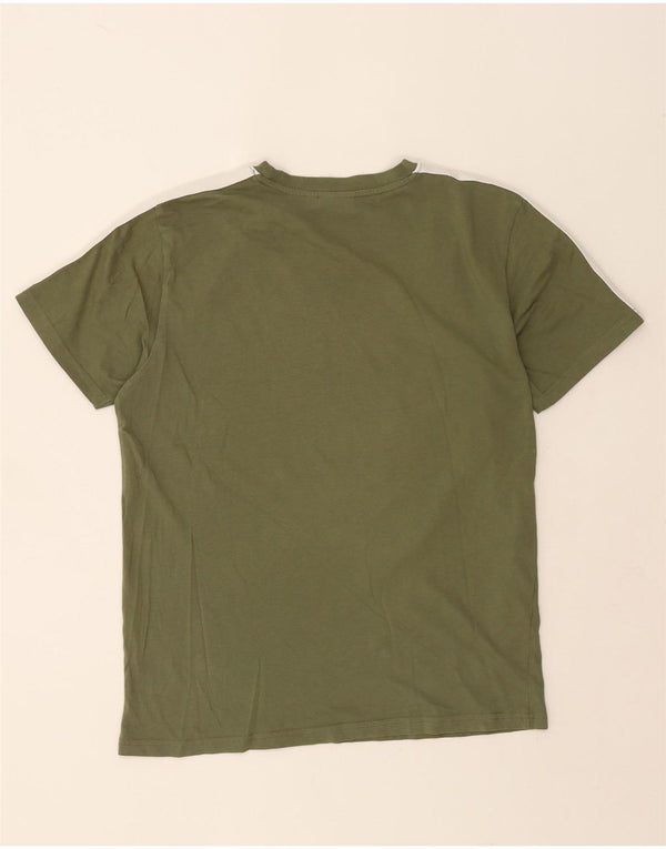 T-shirt da uomo Ellesse Top Small in cotone color block kaki