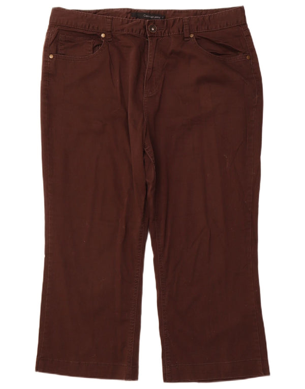 CALVIN KLEIN Pantaloni Capri dritti da donna US 16 2XL W36 L22 Cotone marrone