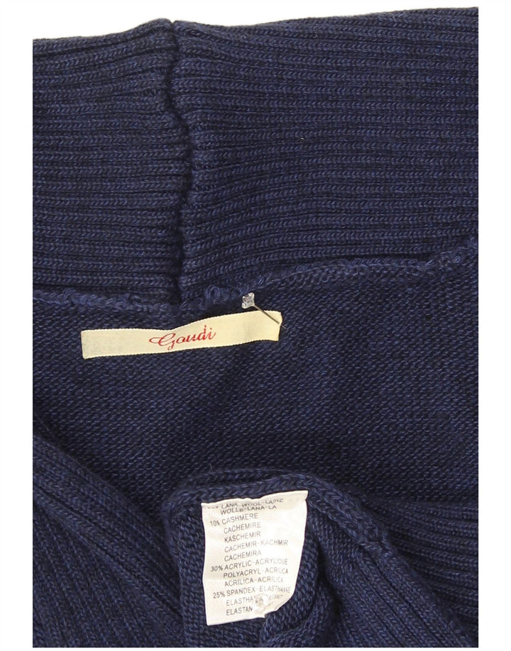 Maglione cardigan da donna Gaudi UK 16 grande lana blu navy
