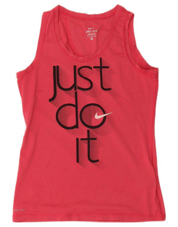 Canotta grafica Nike Dri Fit da donna UK 12 grande cotone rosa