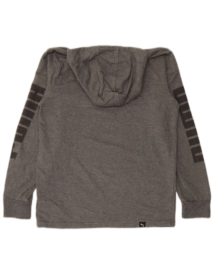 Felpa con cappuccio grafica PUMA da bambino 12-13 anni, grande, cotone grigio