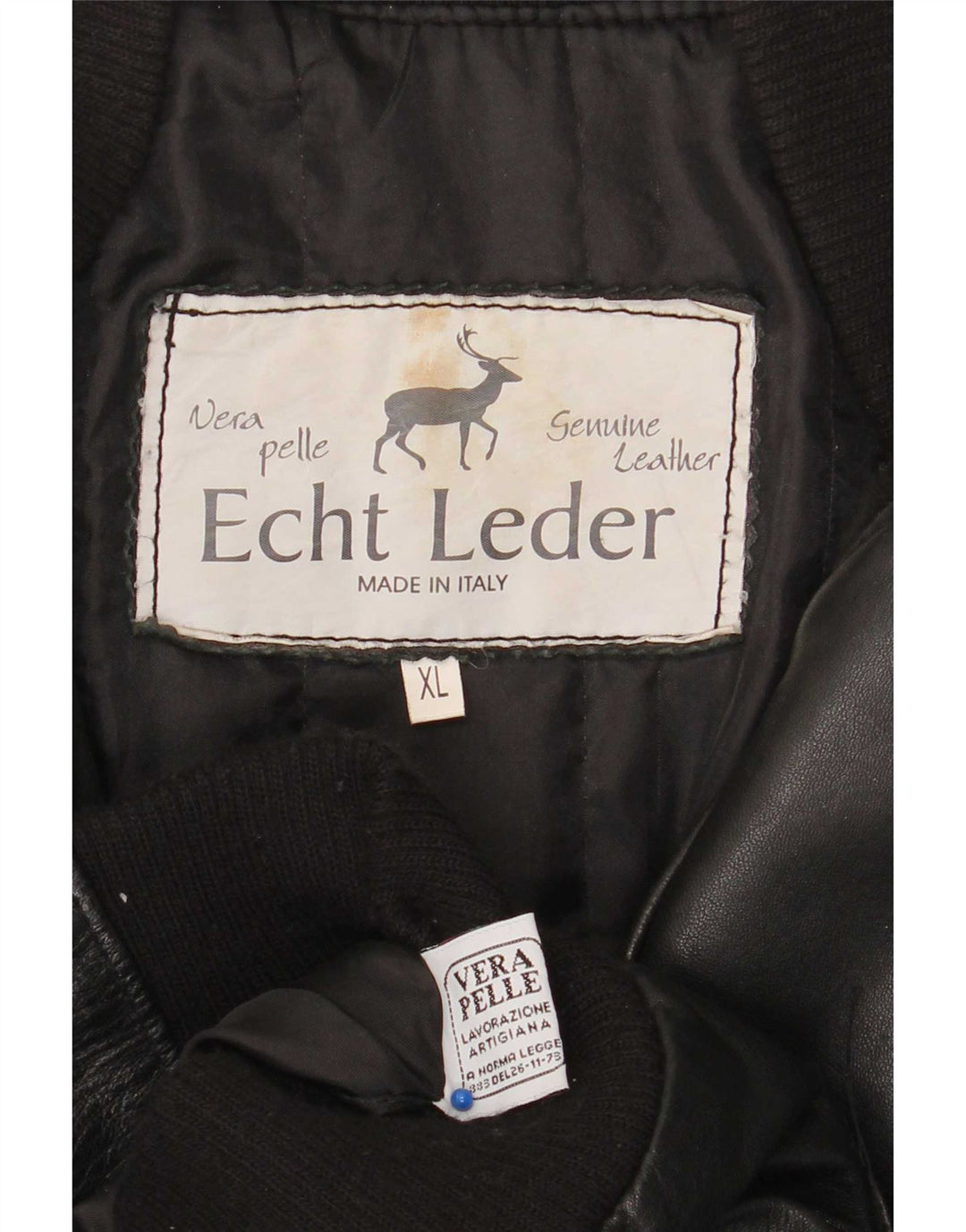 Giacca bomber in pelle da uomo vintage UK 42 XL in pelle nera