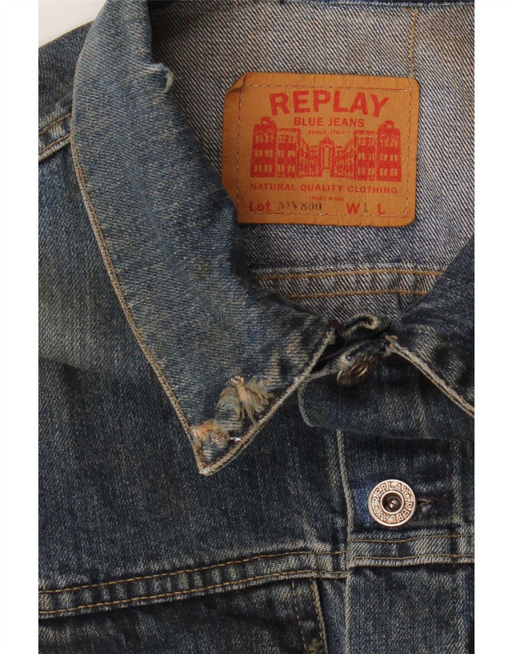 Giacca in denim invecchiato da uomo Replay UK 40 grande cotone blu