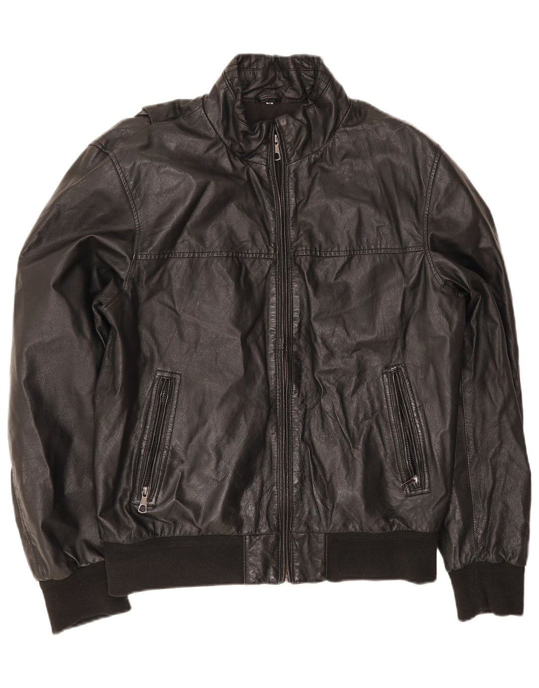 Giacca in pelle vintage da uomo IT 54 2XL Nera