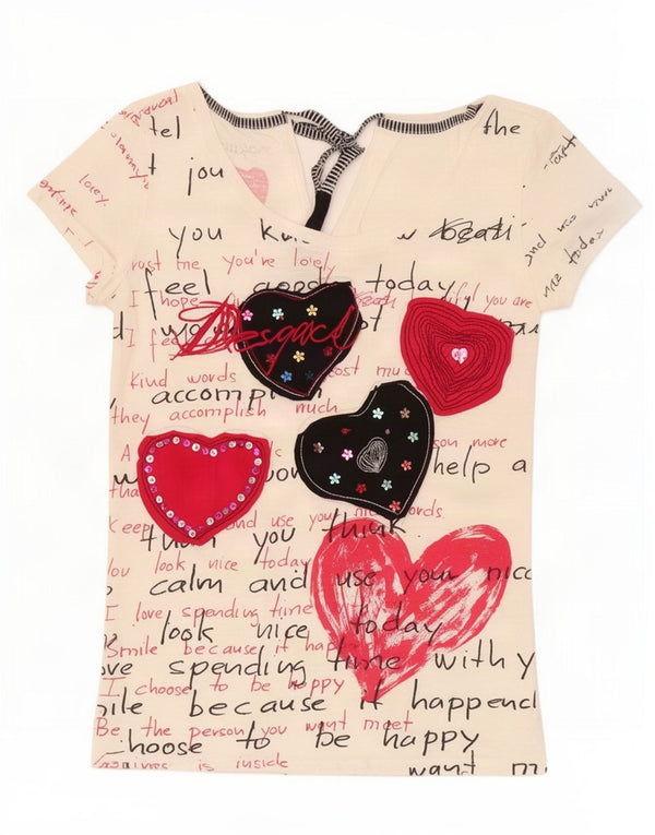 Desigual T-shirt grafica da donna Top UK 12 Medium Bianco