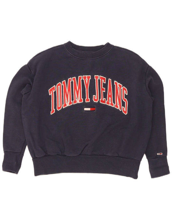 Tommy Hilfiger Womens Graphic Sweatshirt Jumper UK 10 Small Navy Blue
