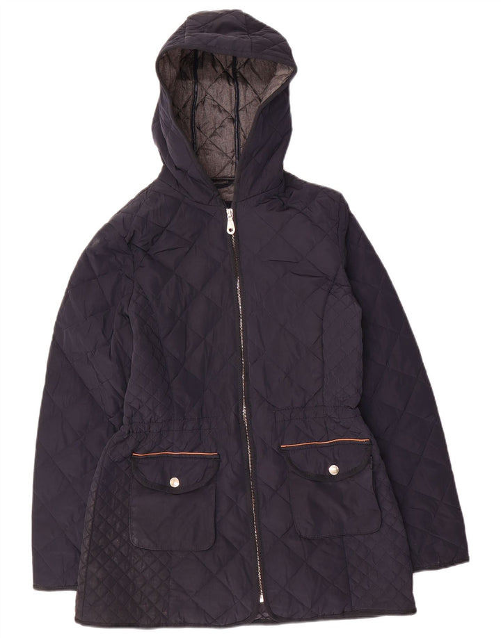 Giacca trapuntata con cappuccio da donna Massimo Dutti UK 12 medio poliestere blu navy