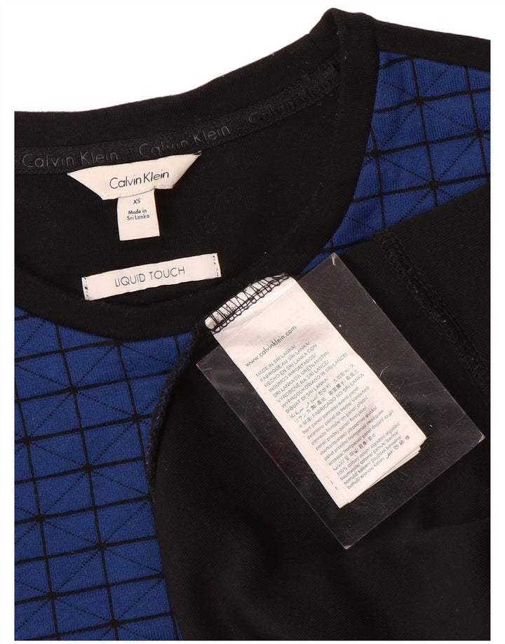 CALVIN KLEIN Felpa Uomo Maglione XS Blu Geometrico Cotone