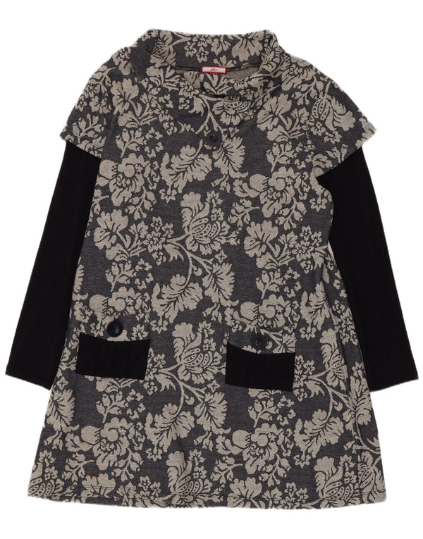 Abito a trapezio a maniche lunghe da donna Joe Browns UK 18 XL Cotone floreale blu navy
