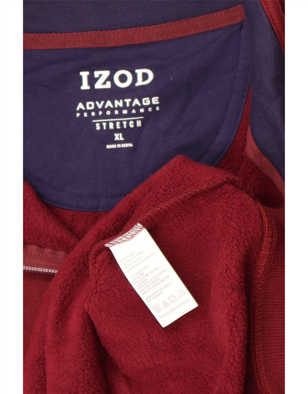 Felpa da uomo con collo con zip Izod, maglione XL, poliestere marrone