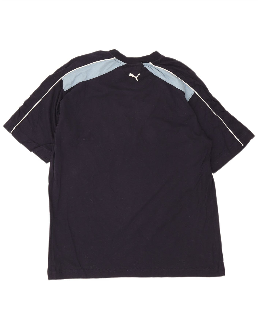 T-shirt grafica da uomo Puma Top in cotone color block medio blu navy