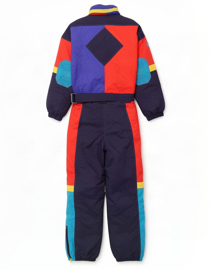 Tuta da sci vintage da ragazzo 13-14 anni in poliestere color block blu navy