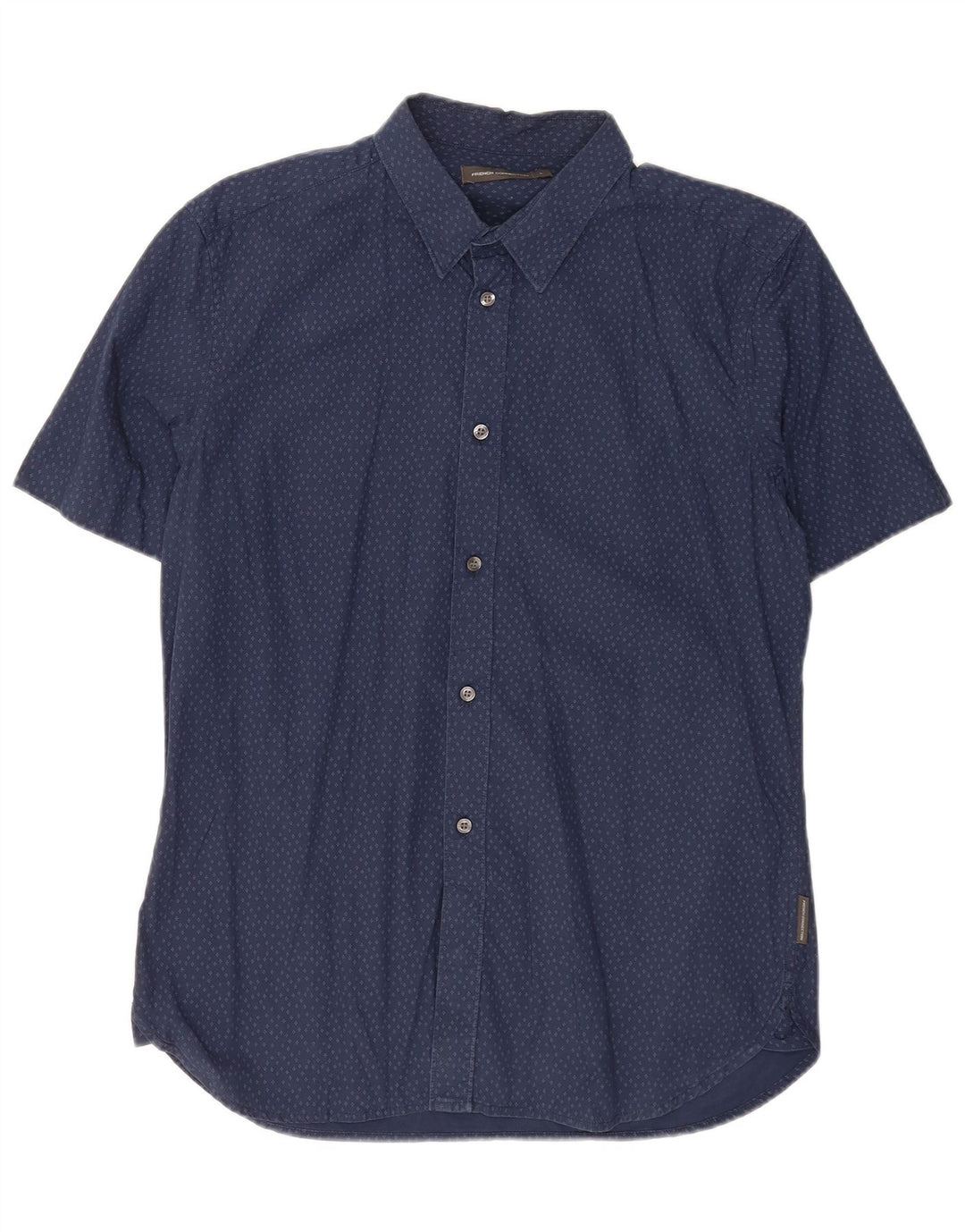Camicia a maniche corte da uomo French Connection Grande cotone screziato blu navy