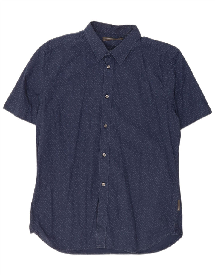 Camicia a maniche corte da uomo French Connection Grande cotone screziato blu navy