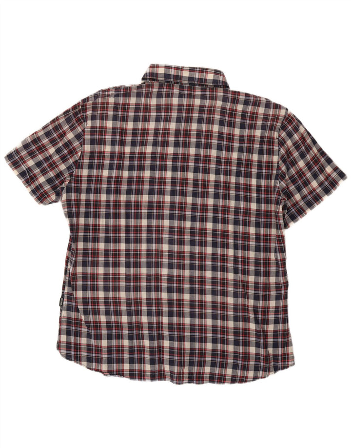 Camicia a maniche corte da uomo Moschino 3XL a quadri blu navy