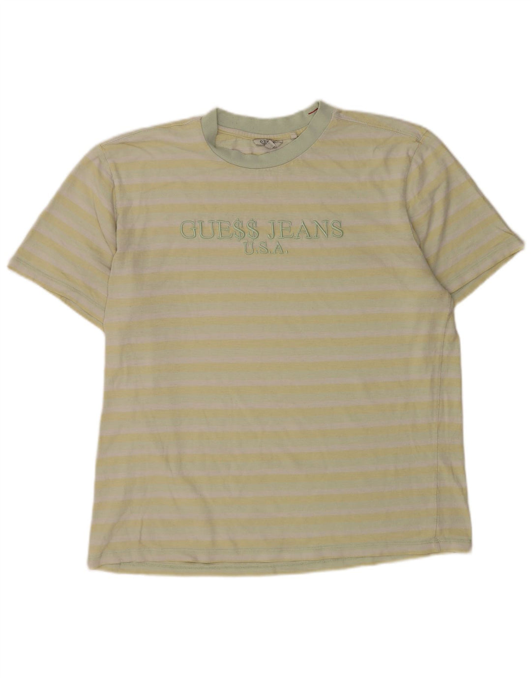 Guess T-shirt grafica da uomo a righe grandi gialle
