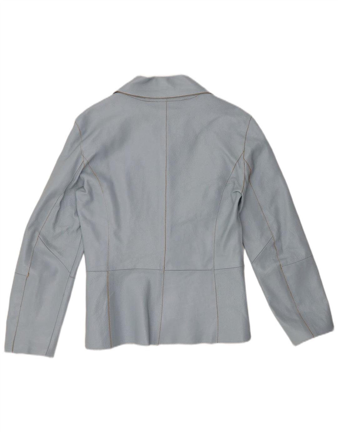 Giacca blazer in pelle da donna a 2 bottoni VINTAGE UK 12 blu medio