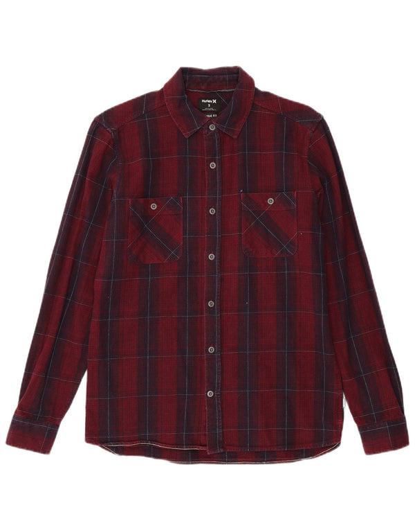 Camicia Hurley da uomo in flanella dal taglio classico, in cotone a quadri marroni piccoli