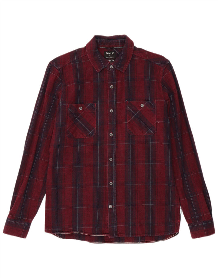 Camicia Hurley da uomo in flanella dal taglio classico, in cotone a quadri marroni piccoli