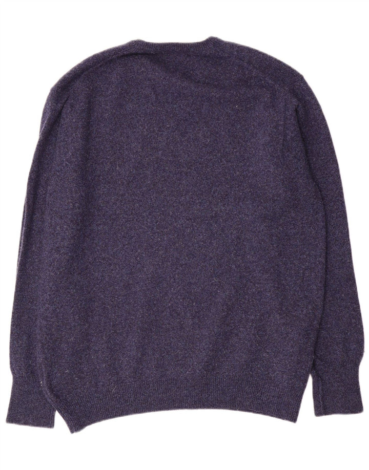 Maglione da uomo con scollo a V Marks & Spencer medio in lana screziata blu navy