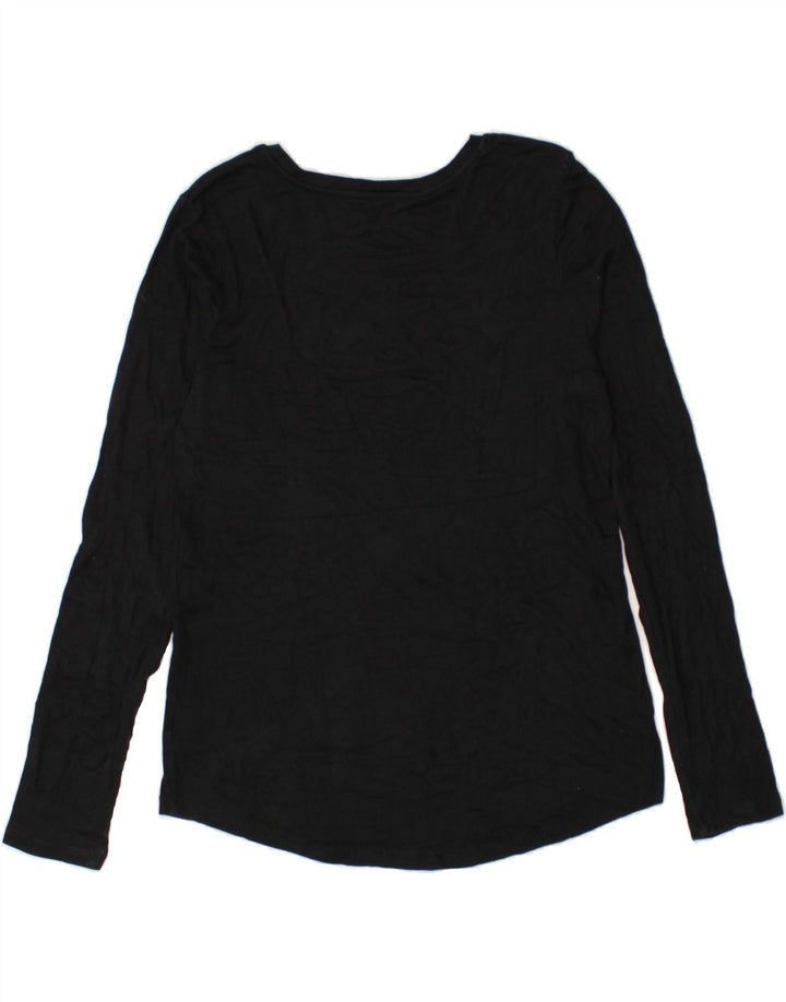 EDDIE BAUER Top da donna a maniche lunghe UK 16 grande cotone nero