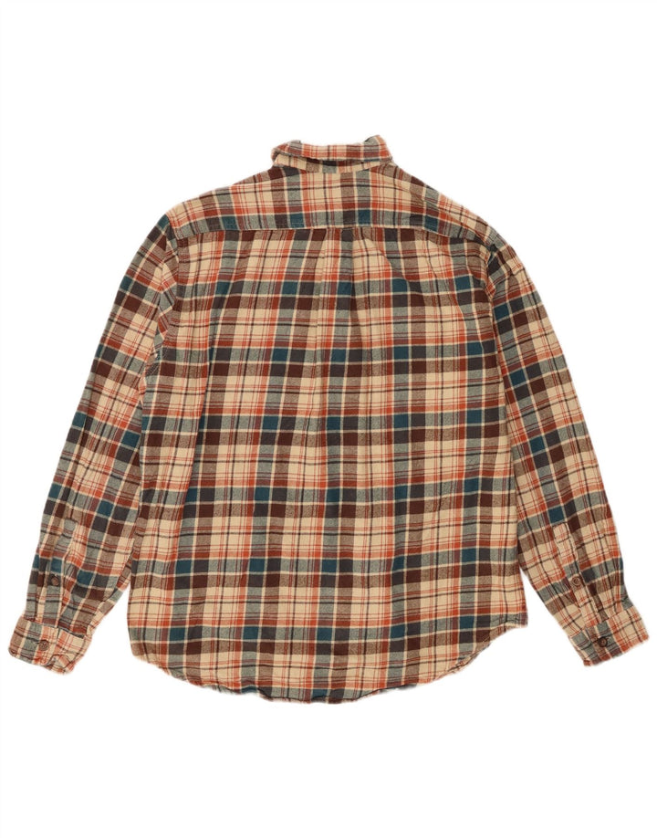 Eddie Bauer Camicia da uomo in flanella di cotone a quadri beige grande