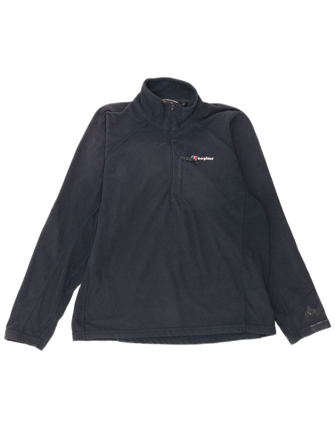 BERGHAUS Maglione in pile da uomo con zip e collo, grande, in poliestere blu navy