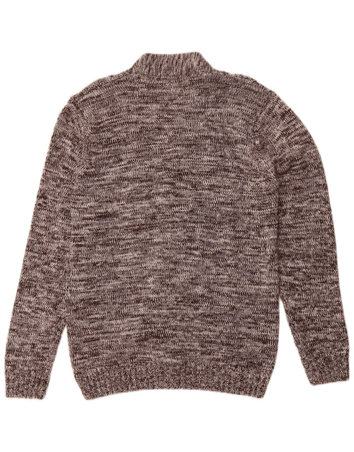 Maglione cardigan da uomo vintage grande cotone screziato marrone