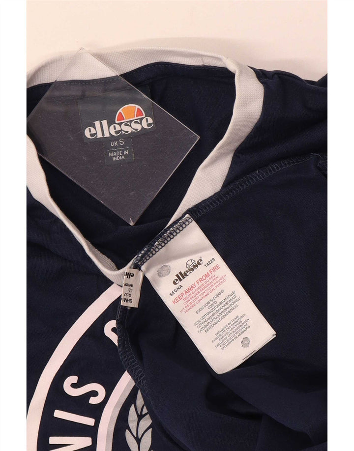 T-shirt grafica standard da uomo Ellesse Top Small in cotone blu navy