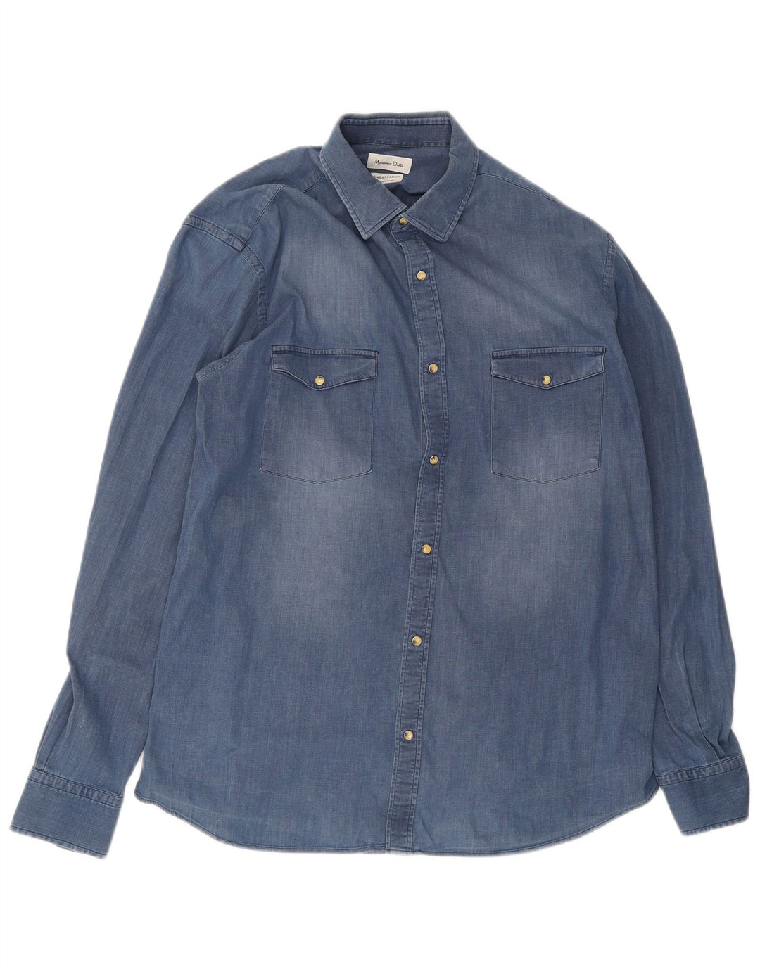 Camicia in denim vestibilità regolare da uomo Massimo Dutti XL in cotone blu