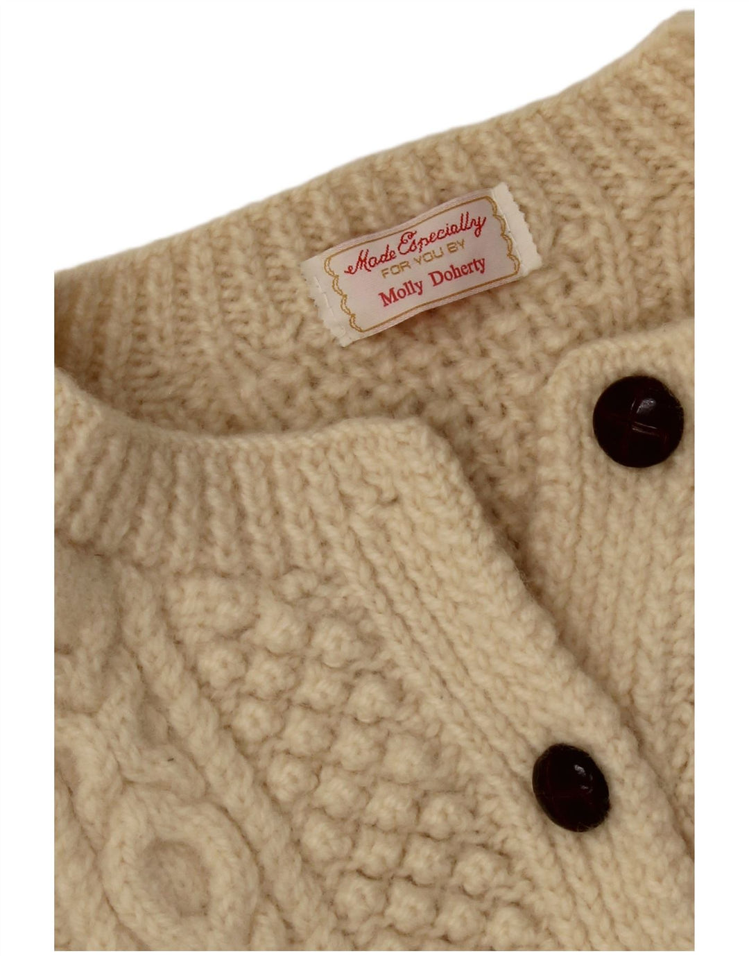Maglione cardigan da donna VINTAGE UK 16 grande beige