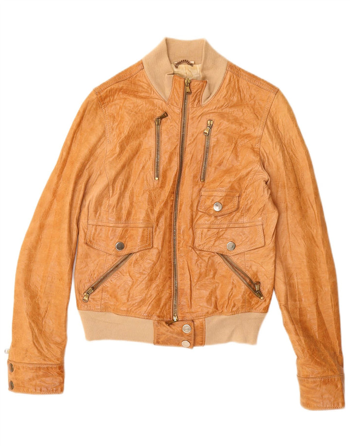Giacca in Pelle Donna Daniele Alessandrini IT 42 Pelle Marrone Medio