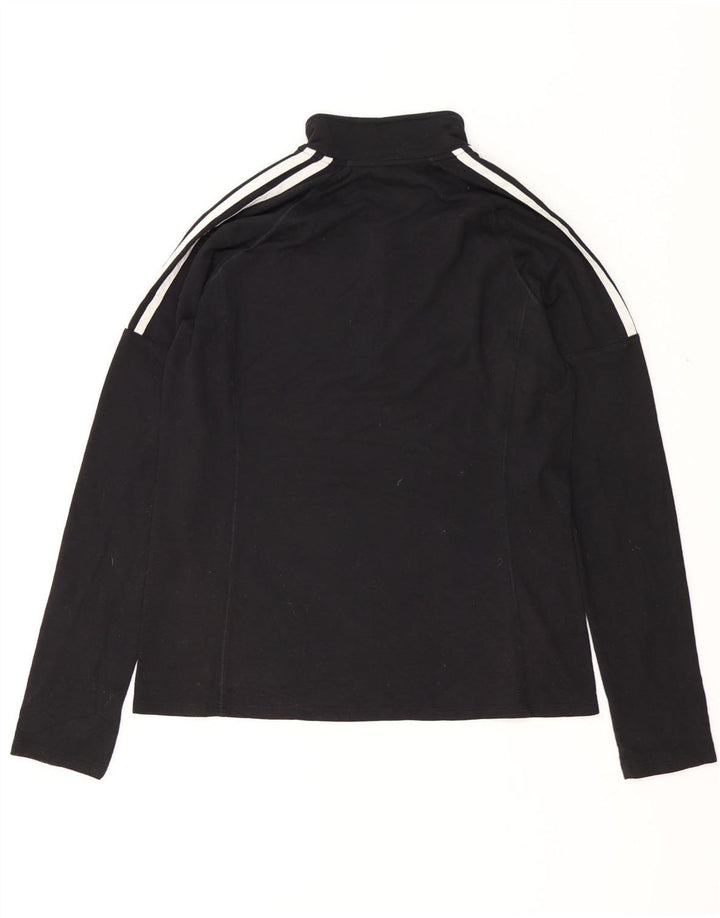 Top della tuta da ginnastica Adidas da uomo con zip e collo, poliestere nero medio