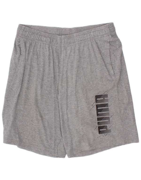 Pantaloncini sportivi con grafica Puma da bambino 13-14 anni in cotone grigio screziato