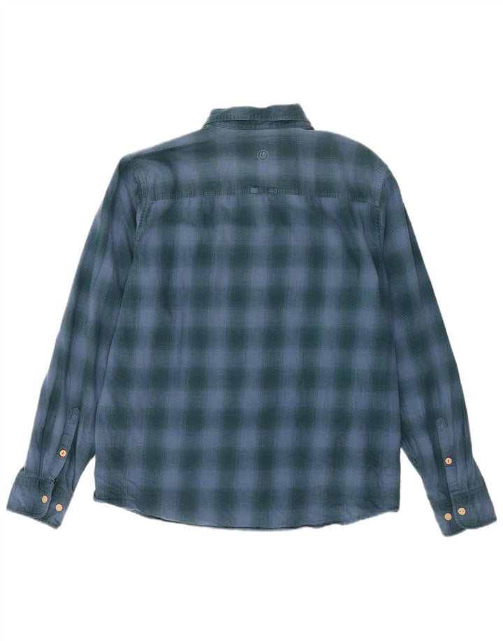 Fat Face Camicia da uomo in flanella dal taglio classico, cotone a quadri blu grande