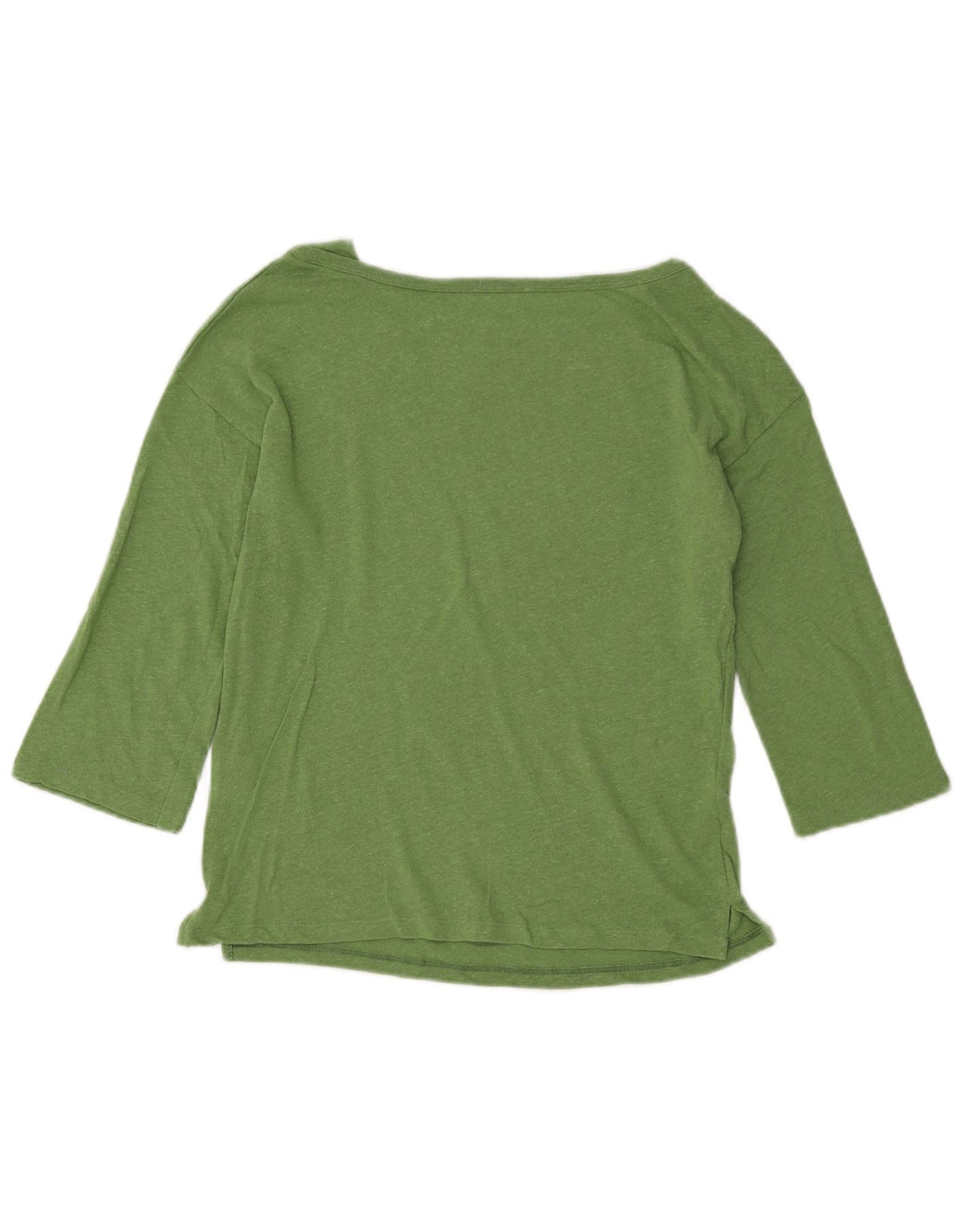 BENETTON Top corto da donna manica 3/4 UK 12 cotone screziato verde medio