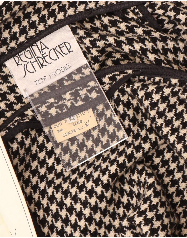 Cappotto Poncho Donna Regina Schrecker IT 42 Lana Pied De Poule Medio Nero