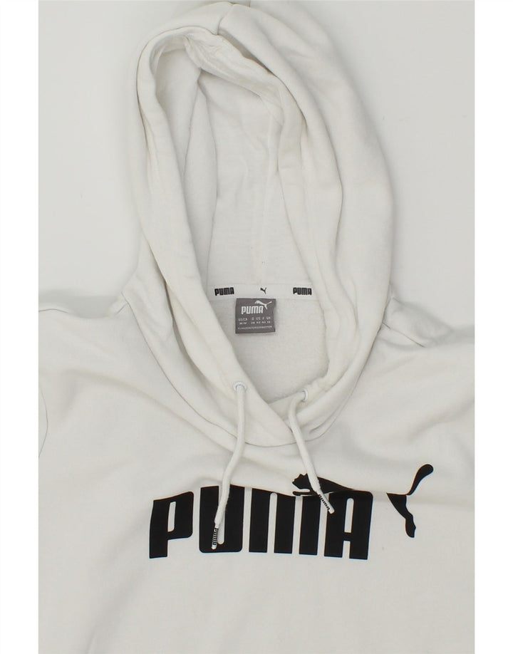 PUMA Womens Graphic Hoodie Jumper UK 12 Medium White Polyester Vintage Puma and Second-Hand Puma from Messina Hembry 