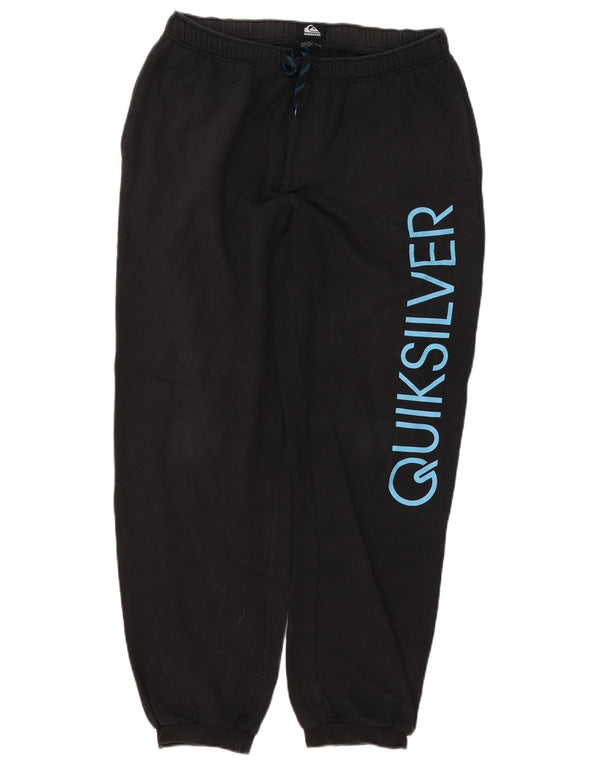 Pantaloni da tuta con grafica Quiksilver da uomo, pantaloni da jogging, grandi, in cotone nero