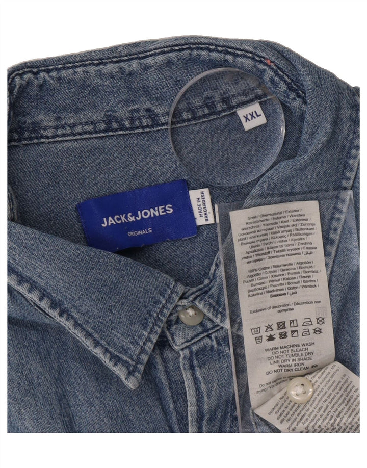 JACK & JONES Mens Denim Shirt 2XL Blue Cotton Vintage Jack & Jones and Second-Hand Jack & Jones from Messina Hembry 