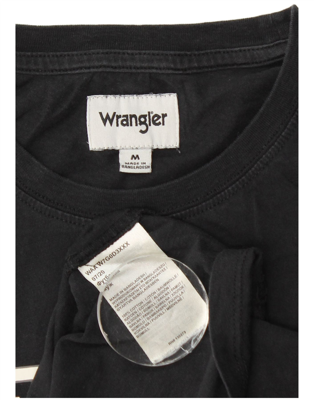 Top grafico da uomo Wrangler a maniche lunghe in cotone nero medio